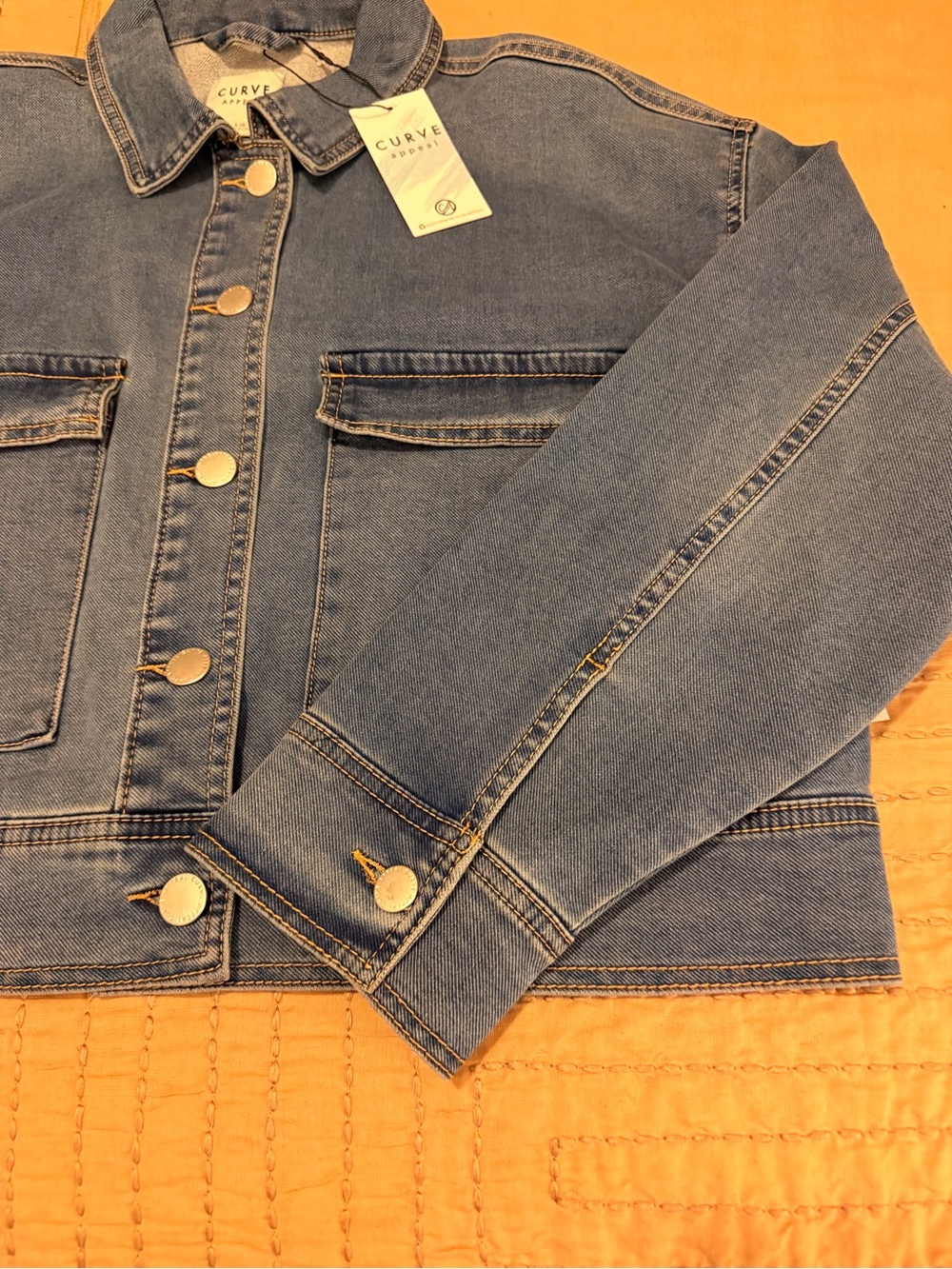 C/MEO Collective Boxy Cropped Denim Jacket in Mid Blue - Picture 13 of 16